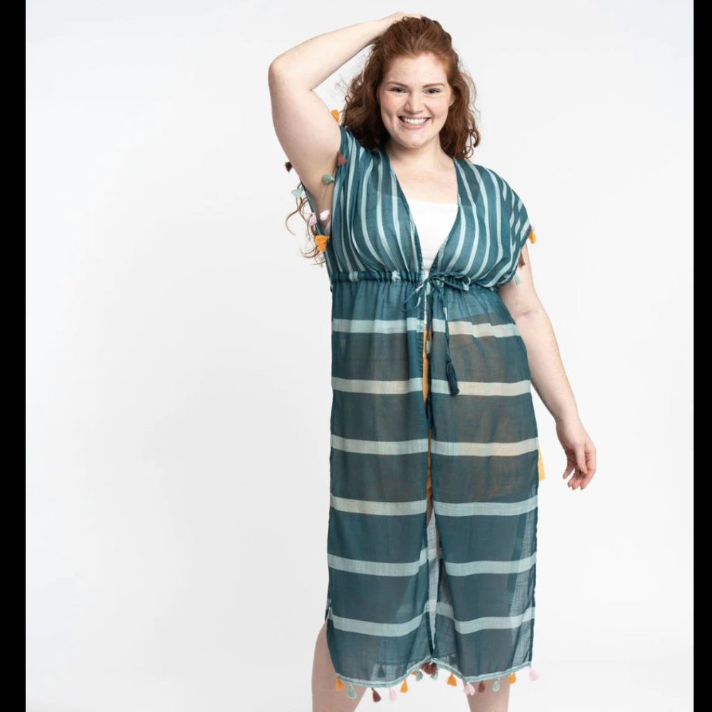 Gyal Bashy - Luana Recycled Polyester Striped Maxi Cover Up With Tassels